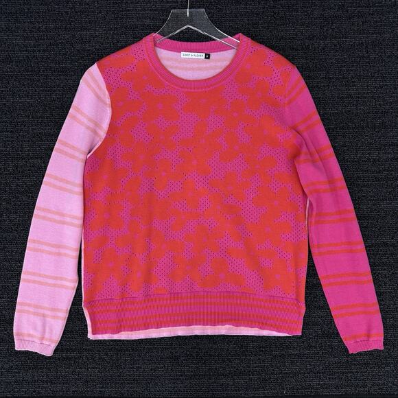Zaket & Plover Sweaters - Zaket & Plover Vibrant Hot Pink Floral & Stripe Design 100% Cotton Size Medium M